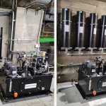 Hydraulic power packs with piston accumulators