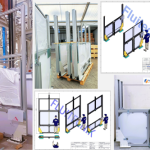 Pneumatic cylinder-operated vertical doors